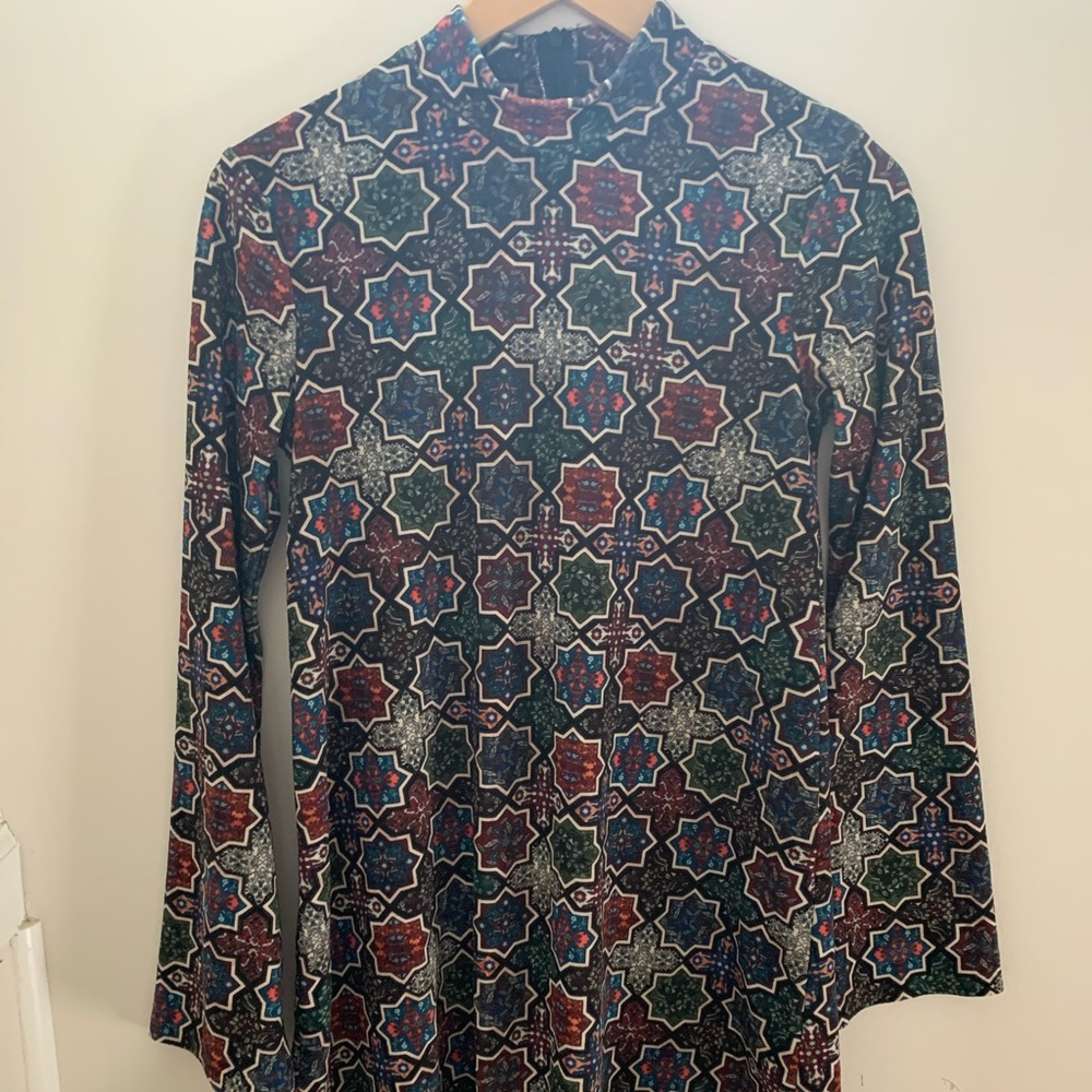 Zara EUC Velour Mock Neck Long Sleeve Mini Dress
